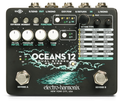 Electro Harmonix Oceans 12 Dual Stereo Reverb Pedal