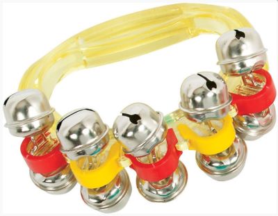 CPK 10 Bell Sleigh Bells on Plastic Handle in Yellow