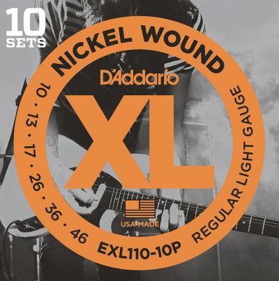 D'Addario EXL110-10P Nickel Wound Electric Guitar Strings 10-PACK - Light (10-46)