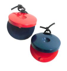 MP - Finger Castanets - Wooden. Red and Blue. Pair.