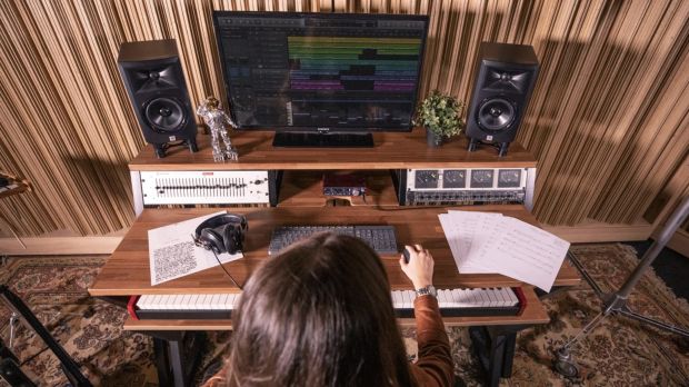Wavebone Headquarter Studio Workstation Desk - Wood